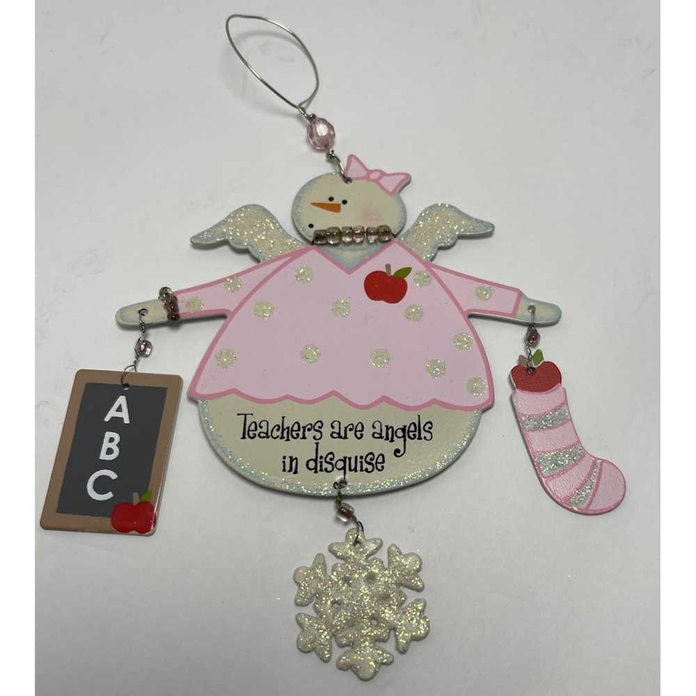 Teachers are Angels In Disguise Ornament Metal Christmas‎ Teacher Gift Folk Art - Picture 2 of 8